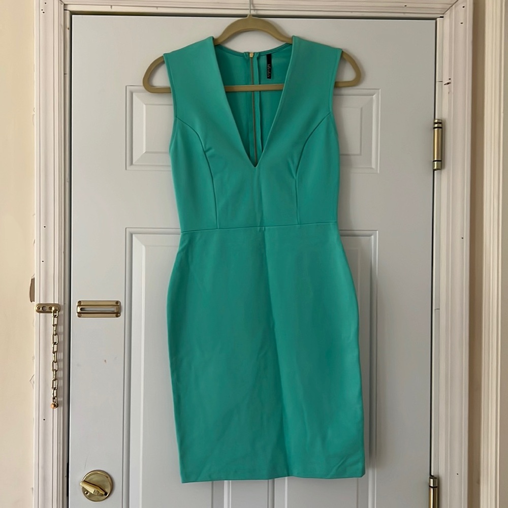 Lulu's Teal V-Neck Sleeveless Mini Dress